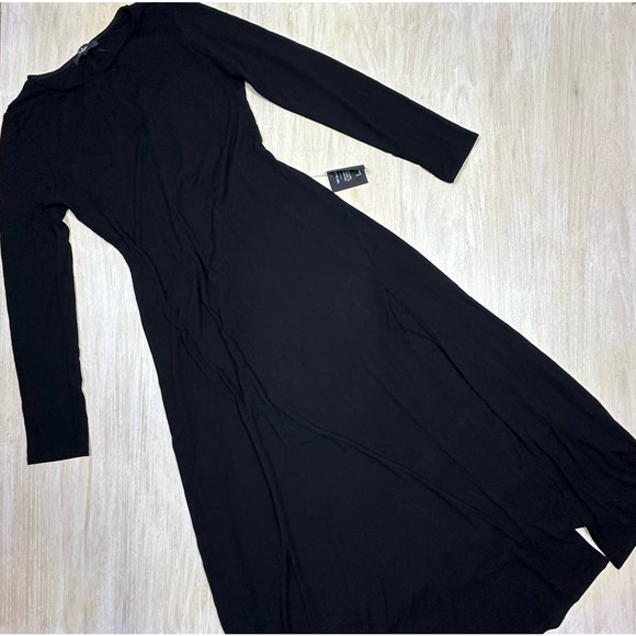 NWT Lulu's Swept Away Black Long Sleeve Jersey Knit Side Slit Maxi Dress Size XL - Picture 5 of 15